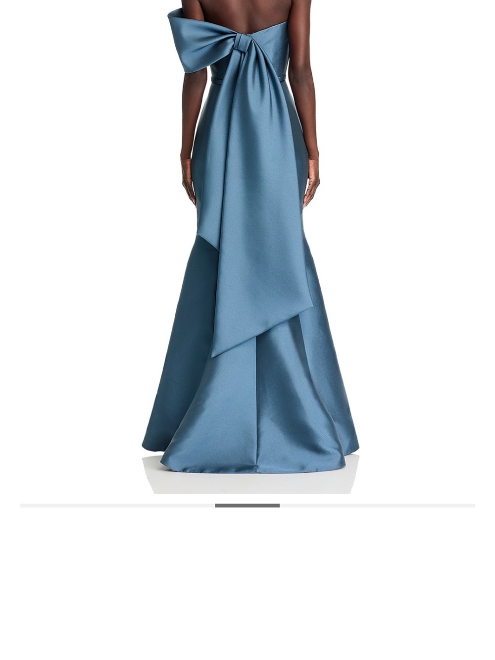 Amsale Steel Blue One-Shoulder Bow Mermaid Gown - Picture 4 of 4